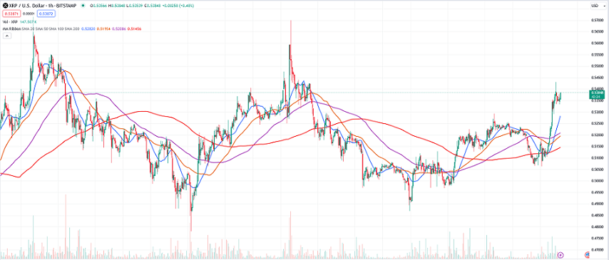 XRP hourly price chart 05.21.2024