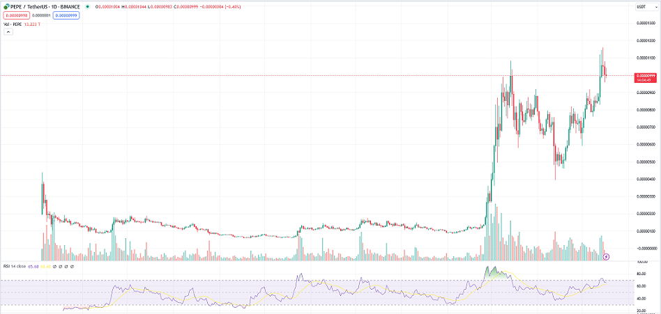 pepe daily chart until 05.17.2024