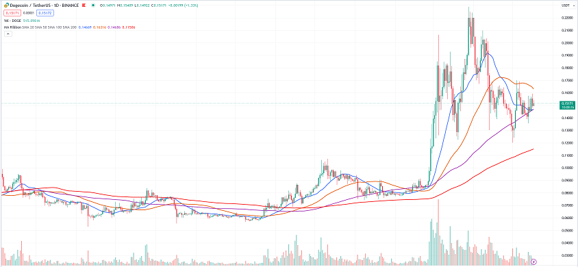 dogecoin daily price chart 05.17.2024